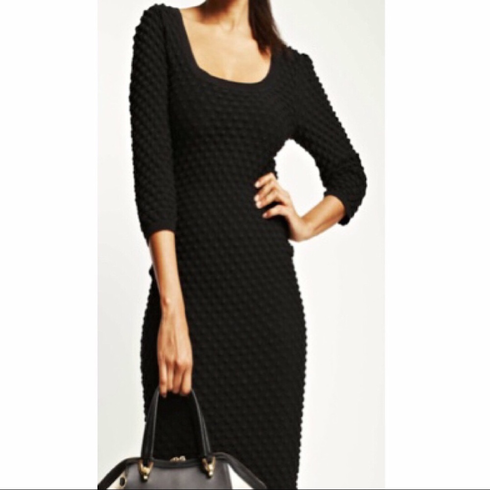 Bubble Knit Long Sleeve Knit Dress